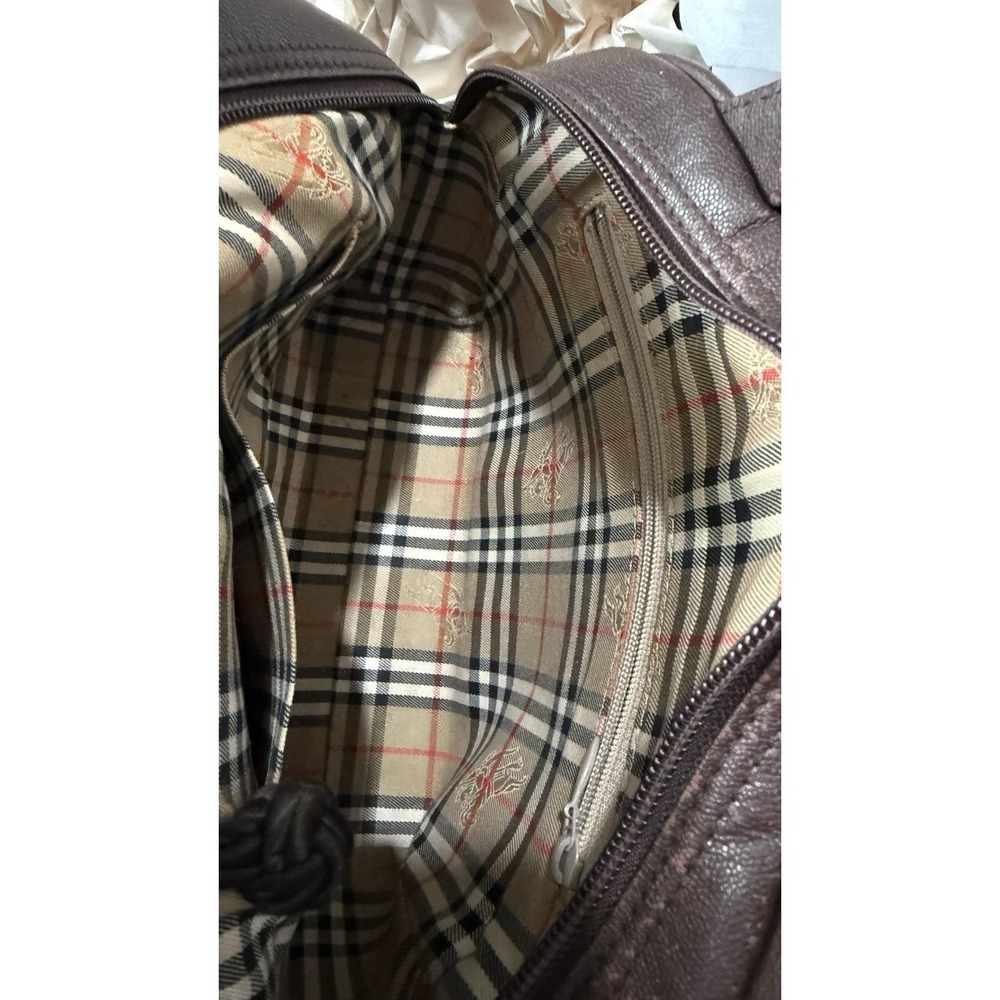 Vintage BURBERRY Hand bag Brown Leather & Suede Authentic Purse With COA - Picture 5 of 13